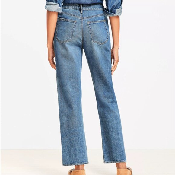 Loft High Rise Straight Jeans in Authentic Vintage Mid Wash 33P/16S - NEW - Picture 2 of 9